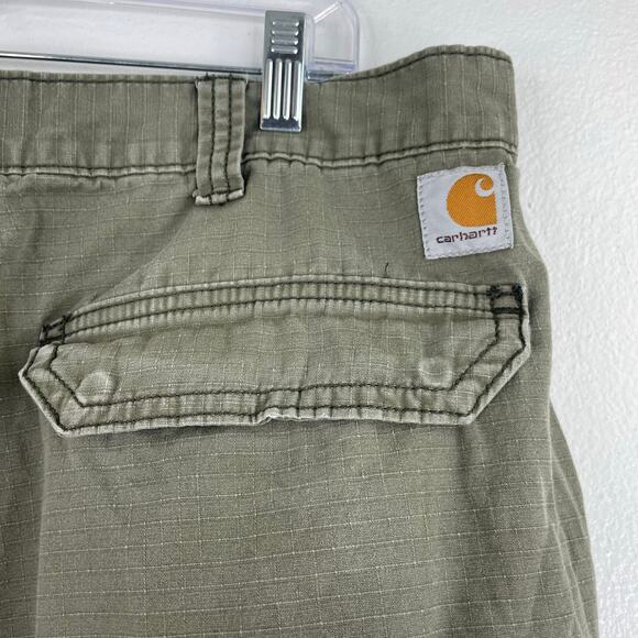 Carhartt Relaxed Fit Green Men's Cargo Work Shorts Ripstop Fabric Size 40 - Picture 4 of 13